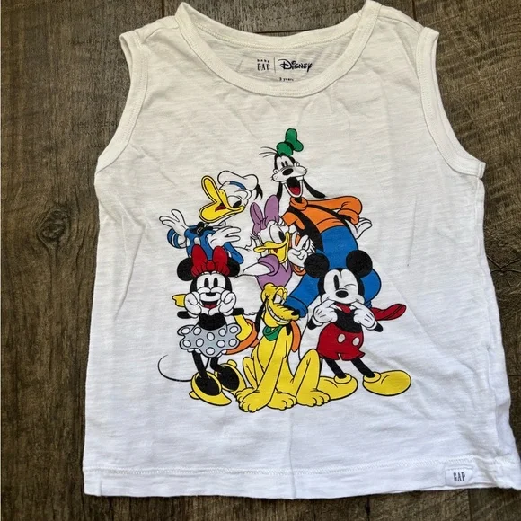 GAP Disney Kids White Tank Top with Mickey & Friends - Picture 1 of 3